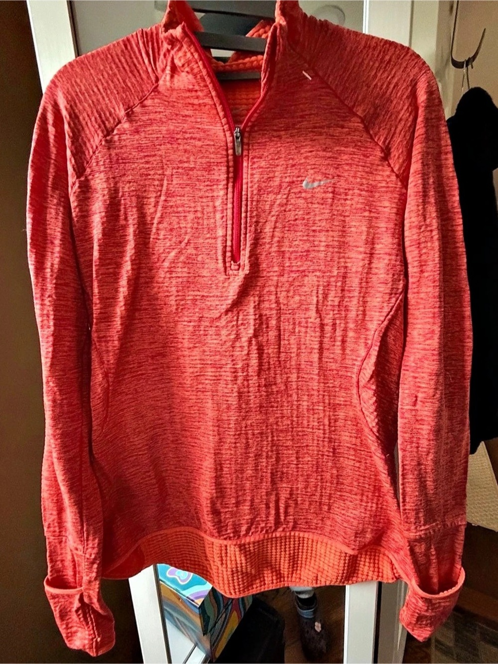 Nike Dri-FIT Half-Zip Running Top in Red-orange M